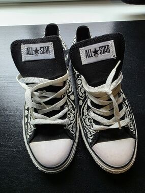 Converse Black and White Floral Sneakers